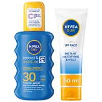 Nivea Bundles Duo: UV Face Shine Control SPF50 Cream 50ml & Protect & Moisture SPF30 Spray 200ml - undefined undefined