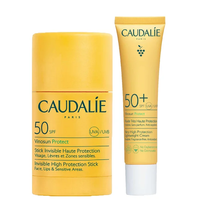 Caudalie Bundle Duo: Vinosun Protect Invisible Stick SPF50 15g, Lightweight Cream SPF50+ 40ml
