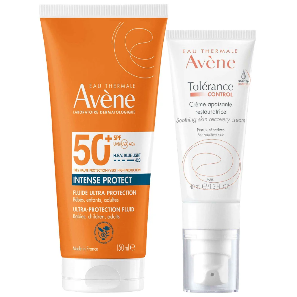 Avène Duo: Control Soothing Skin Recovery Cream 40ml, Intense Protect SPF50+ 150ml Image 1