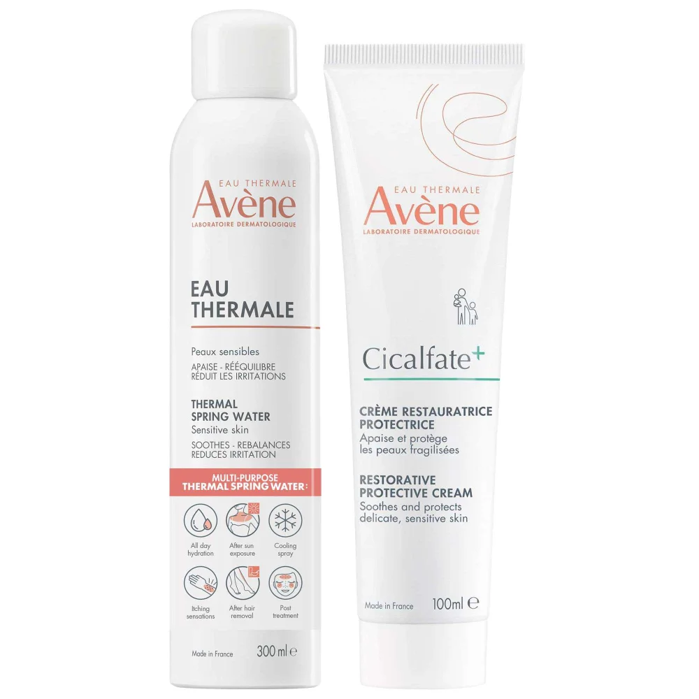 Avène Duo: Thermal Spring Water Spray 300ml, Cicalfate+ Restorative Protective Cream 100ml Image 1