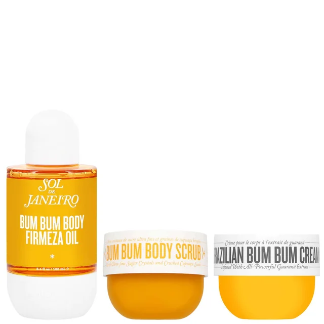 Sol de Janeiro Trio: Bum Bum Body Firmeza Oil 100ml, Body Scrub 220g & Brazilian Bum Bum Cream 240ml