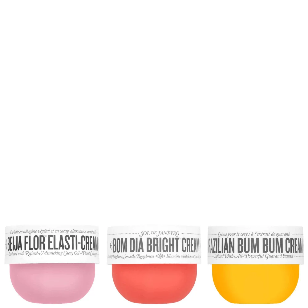 Sol de Janeiro Trio: Beija Flor Elasti-Cream 75ml, Bom Dia Bright Body Cream 75ml & Brazilian Bum Bum Cream 75ml Image 1
