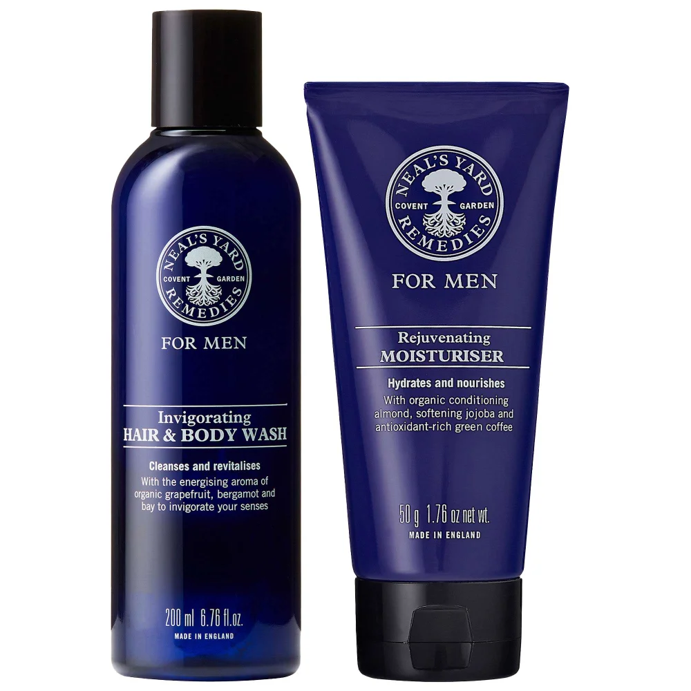 Neal's Yard Remedies Duo: Invigorating Hair & Body Wash 200ml & Moisturiser 50g Image 1