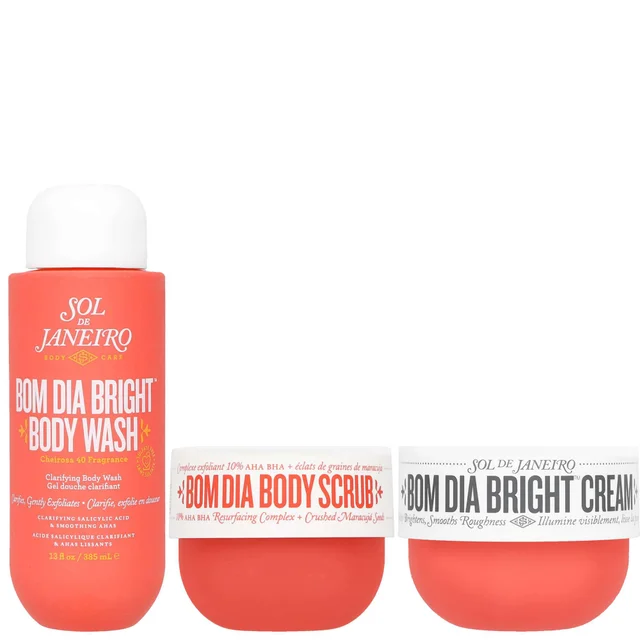 Sol de Janeiro Trio: Bom Dia Body Scrub 220g, Body Wash 385ml & Bright Body Cream 240ml