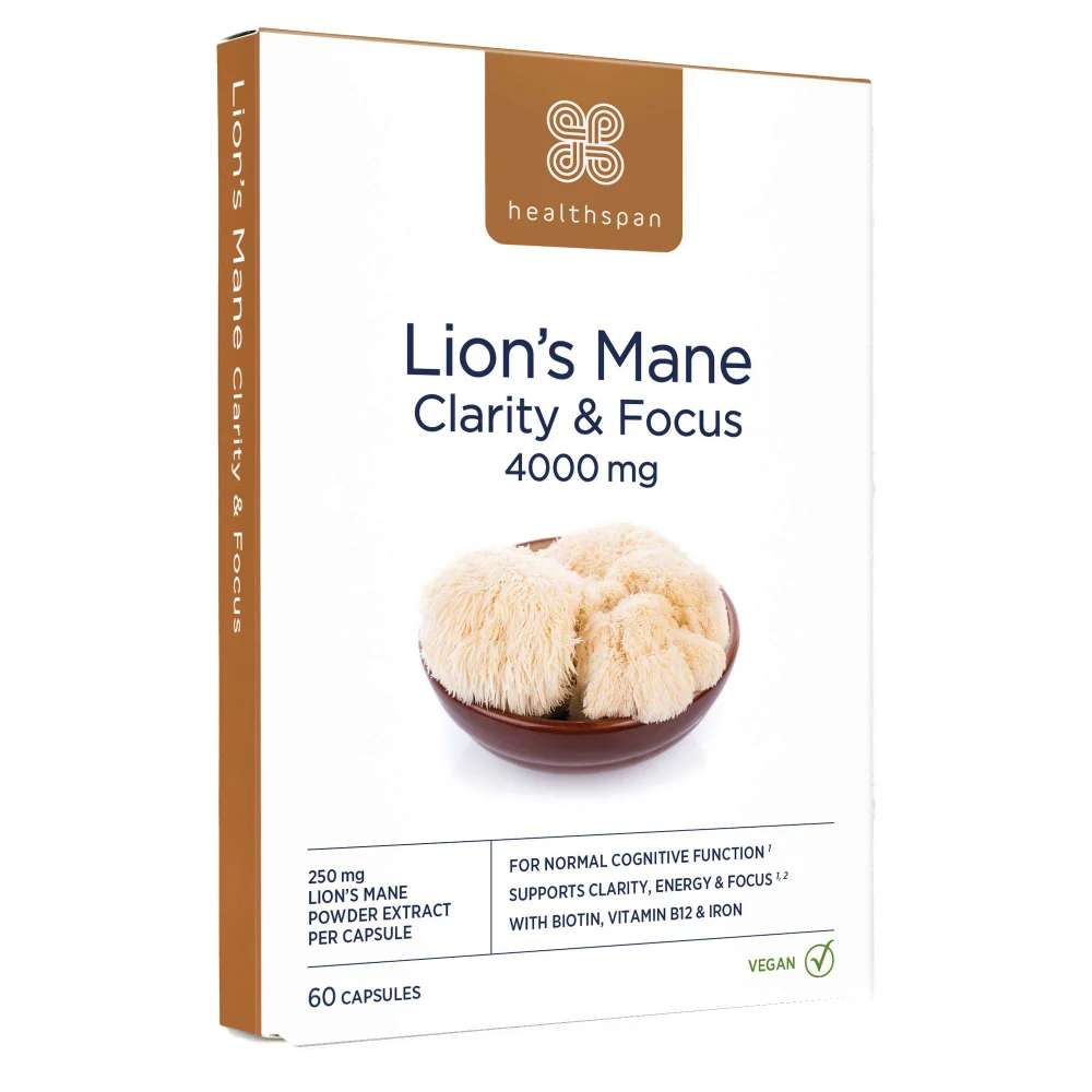 Healthspan 250mg Lion’s Mane Clarity & Focus x 60 Capsules Image 1