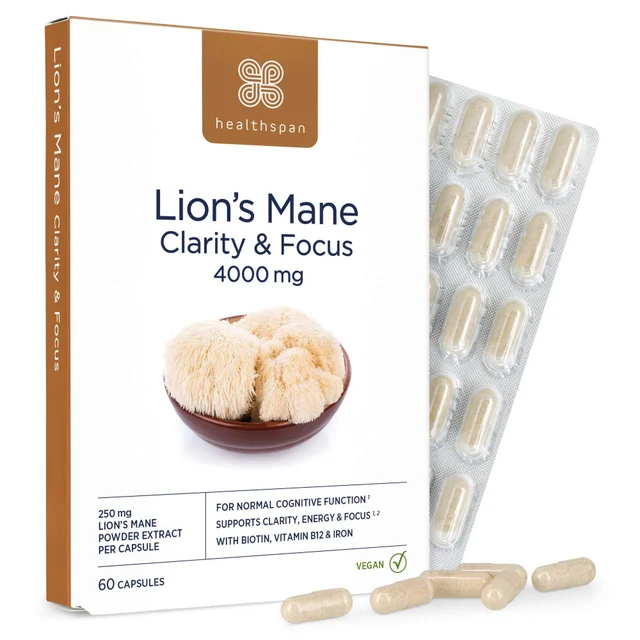 Healthspan 250mg Lion’s Mane Clarity & Focus x 60 Capsules