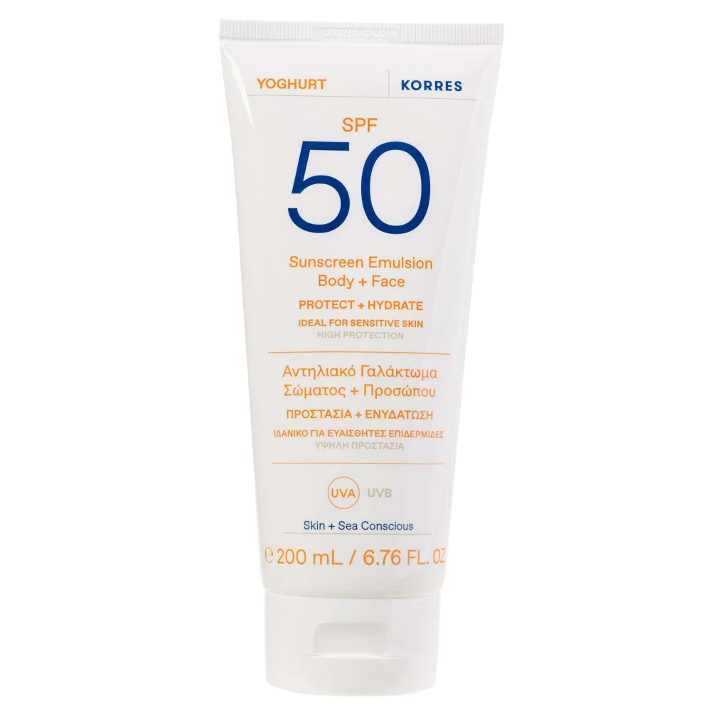 KORRES Yoghurt Sunscreen Emulsion Body + Face SPF50 200ml Image 1