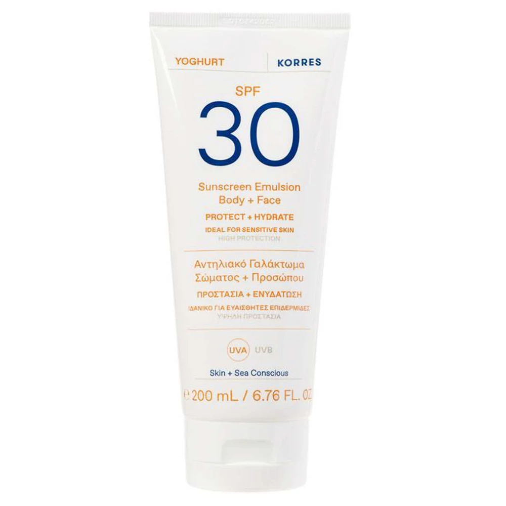 KORRES Yoghurt Sunscreen Emulsion Body + Face SPF30 200ml Image 1