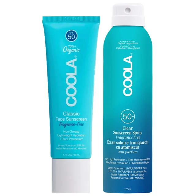 Coola Duo: Classic Face Sunscreen Lotion SPF50 Fragrance-Free 50ml & Classic Body Sunscreen Spray SPF50 Fragrance-Free 177ml