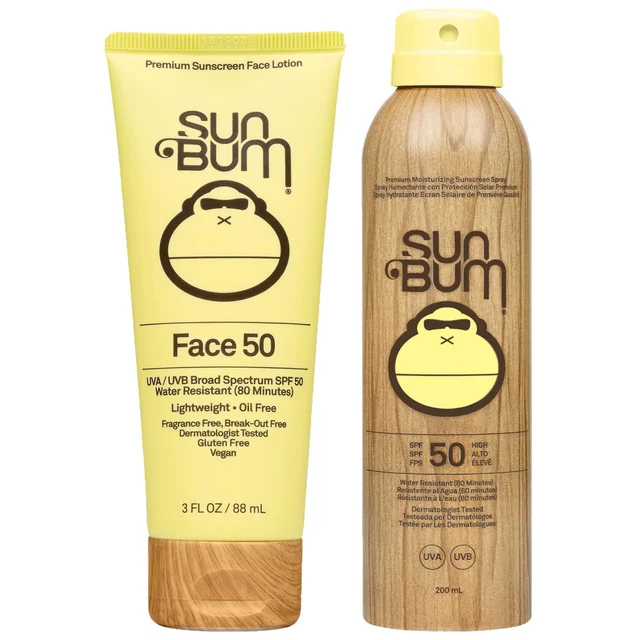 Sun Bum Duo: Original SPF50 Sunscreen Face Lotion 88ml & Original SPF50 Sunscreen Spray 200ml