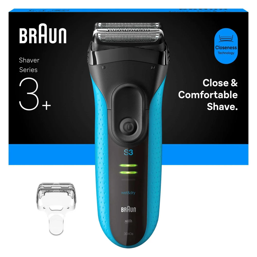 Braun Series Shavers Series 3+ 3040S Blue Electric Shaver Image 1
