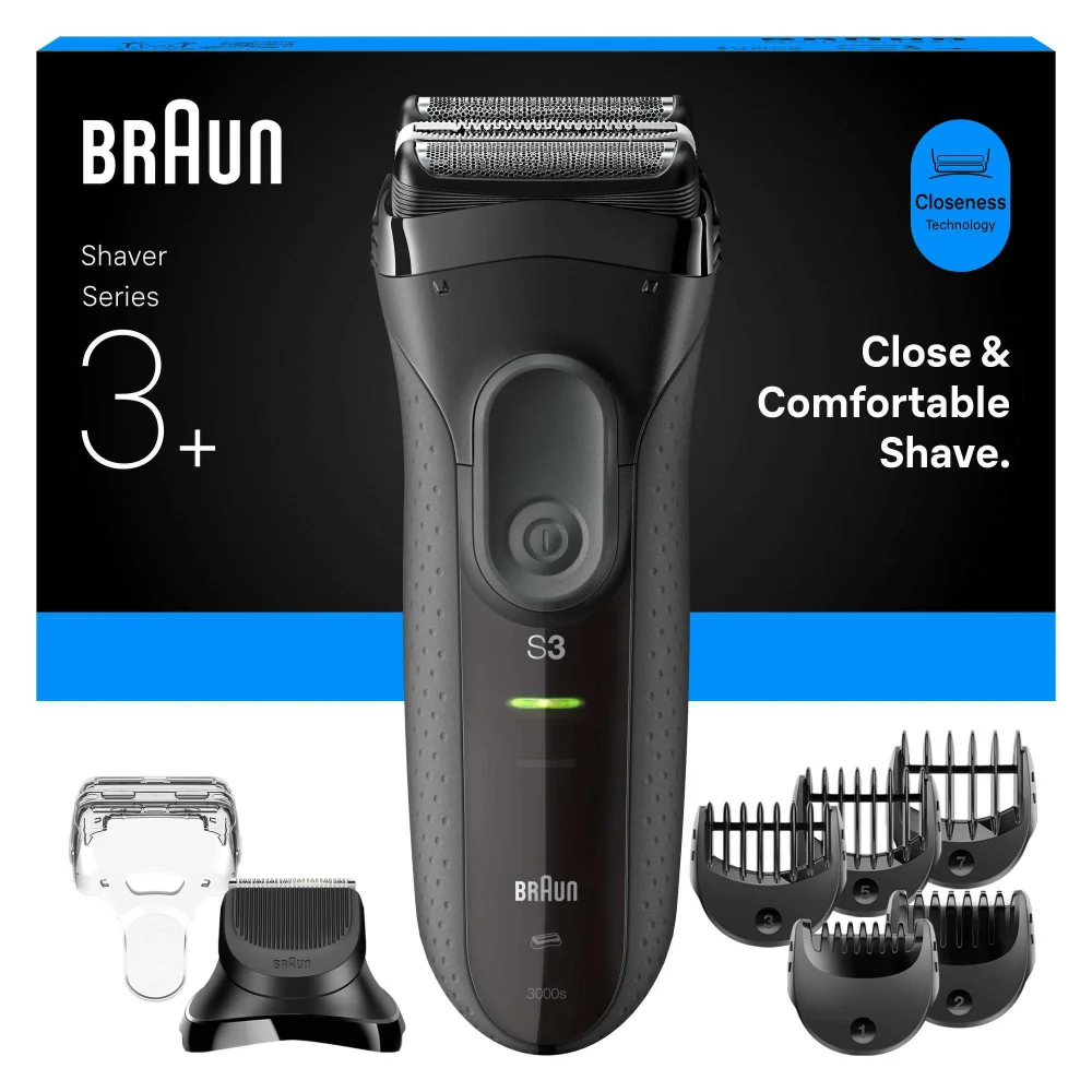 Braun Series Shavers Series 3+ 3000BT Grey Electric Shaver Image 1