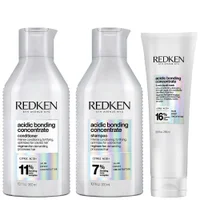 Redken Trio: Acidic Bonding Concentrate Shampoo, Conditioner and 5-Minute Liquid Hair Mask Bond Repair Bundle - undefined undefined