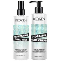 Redken Duo: Hydrating Curl Defining Cream and Refreshing Curl Hair Mist Bundle for Curly and Coily Hair