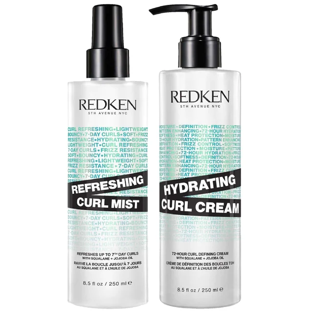 Redken Duo: Hydrating Curl Defining Cream and Refreshing Curl Hair Mist Bundle for Curly and Coily Hair