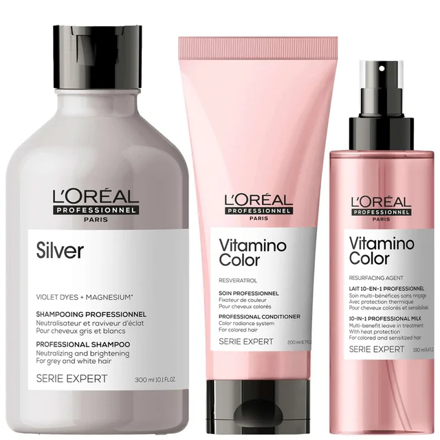 L'Oréal Professionnel Trio: Silver and Vitamino at Home Experts for Natural White/Grey Hair
