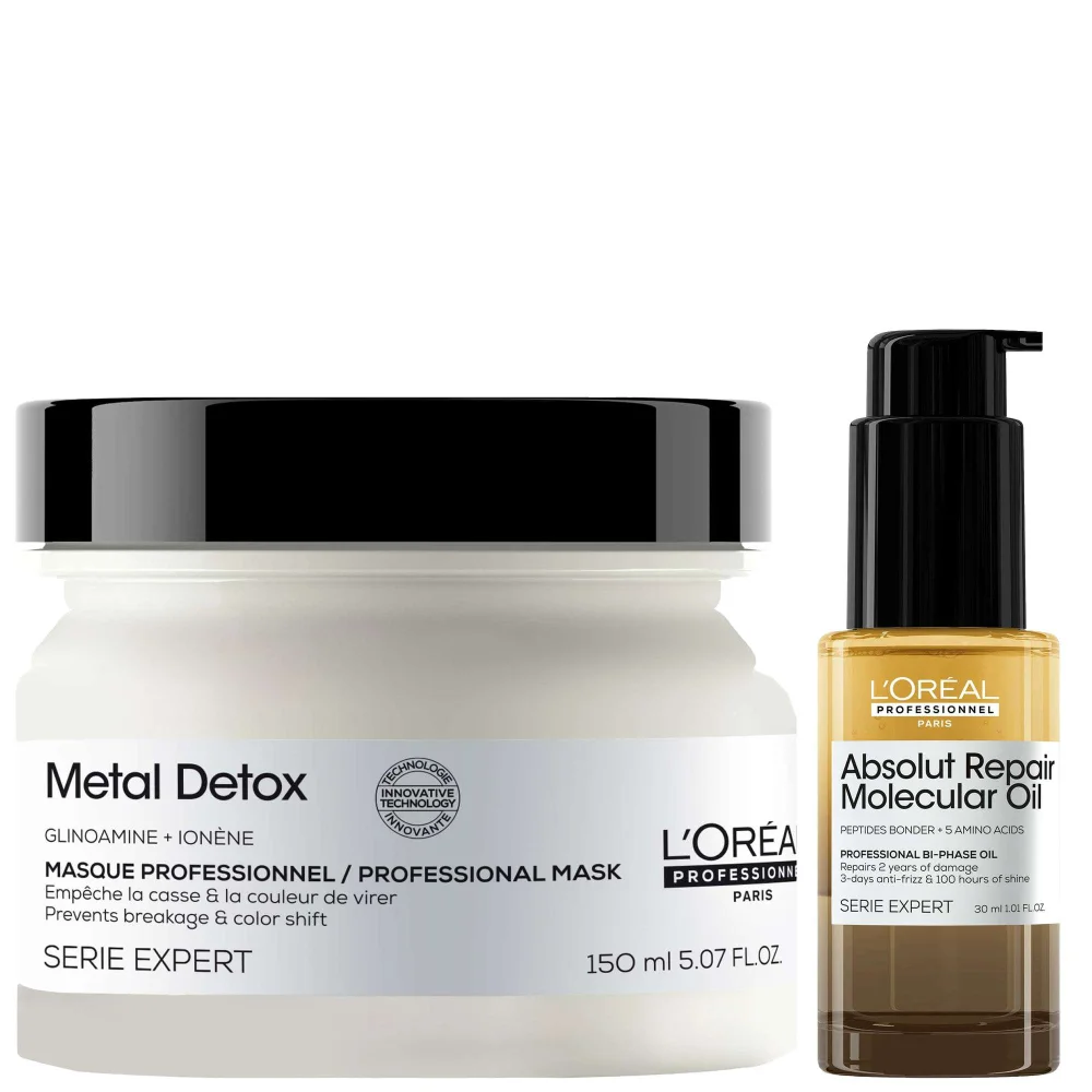 L'Oréal Professionnel Duo: Metal Detox Hair Mask 150ml & Absolut Repair Molecular Bi-Phase Hair Oil 30ml Image 1