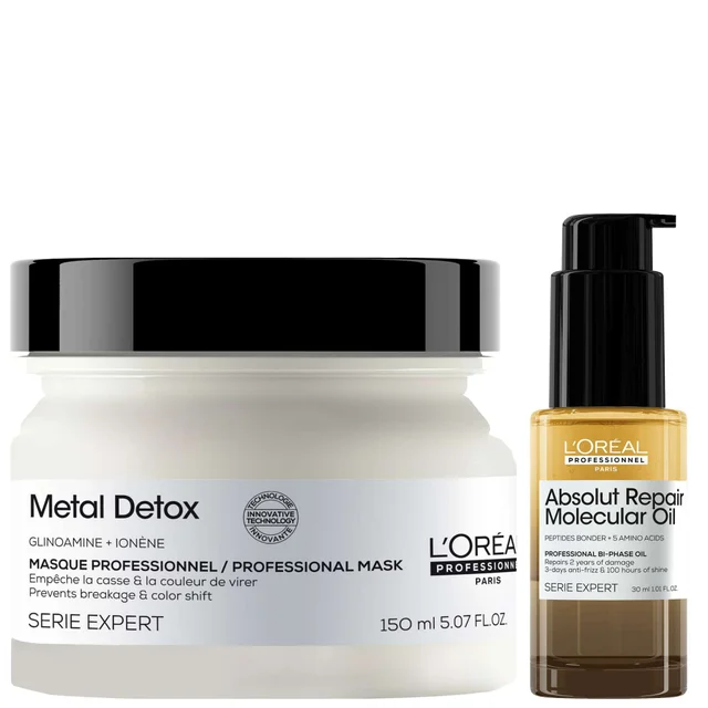 L'Oréal Professionnel Duo: Metal Detox Hair Mask 150ml & Absolut Repair Molecular Bi-Phase Hair Oil 30ml