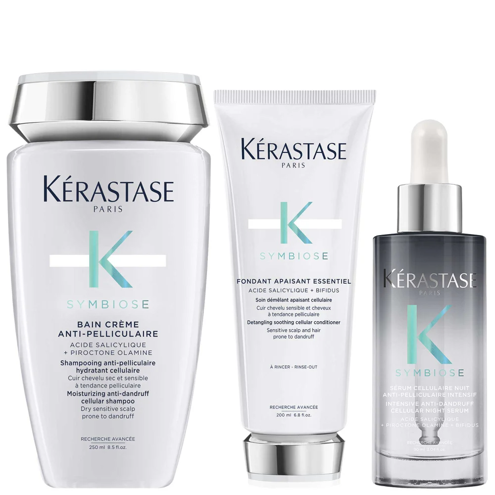 Kérastase Bundles Trio: Moisturising Anti-Dandruff Cellular Shampoo 250ml, Conditioner 200ml & Night Serum 90ml for Dry Scalps Image 1