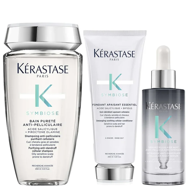 Kérastase Trio: Purifying Anti-Dandruff Cellular Shampoo 250ml, Conditioner 200ml & Night Serum 90ml for Oily Scalps