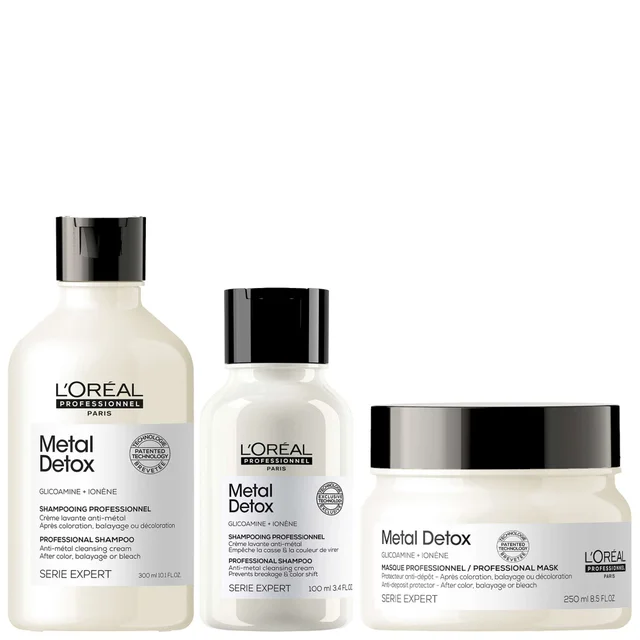 L'Oréal Professionnel Trio: Metal Detox Shampoo & Hair Mask with Mini Shampoo, Prevent Breakage & Colour Fade from Hard Water