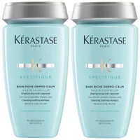 Kérastase Duo: Specifique Bain Riche Dermo-Calm: Cleansing Soothing Shampoo x 2 250ml - undefined undefined