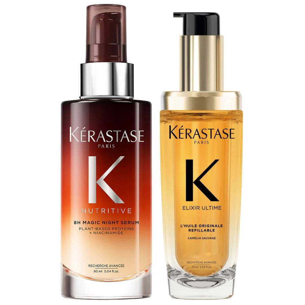 Kérastase Duo: Nutritive 8H Magic Night Serum With Niacinamide 90ml & Hair Oil 75ml for Dry Hair Image 1