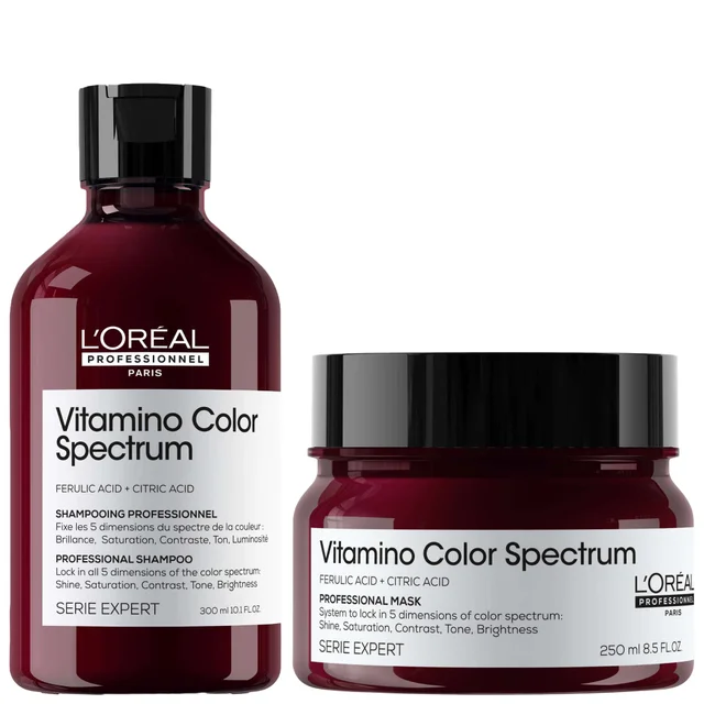 L'Oréal Professionnel Duo: Vitamino Color Spectrum Shampoo 300ml and Rinse Off Hair Mask 250ml for Coloured Hair