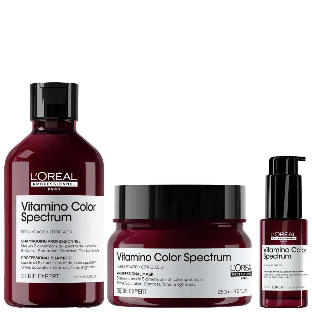 L'Oréal Professionnel Trio: Vitamino Color Spectrum Shampoo 300ml and Rinse Off Hair Mask 250ml for Coloured Hair Image 1