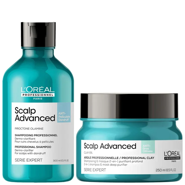 L'Oréal Professionnel Duo: Serié Expert Scalp Advanced Anti-Dandruff Shampoo and Mask Routine for Oily Dandruff Hair