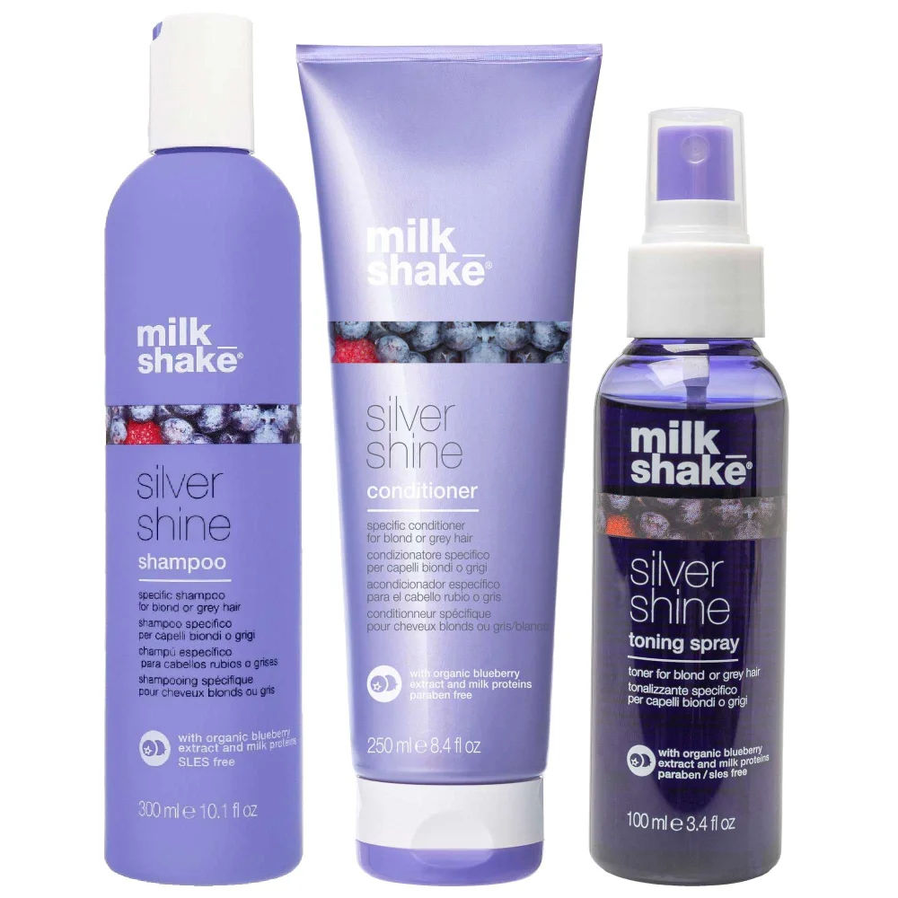 milk_shake Trio: Silver Shine Shampoo 300ml, Conditioner 250ml & Toning Spray 100ml Image 1