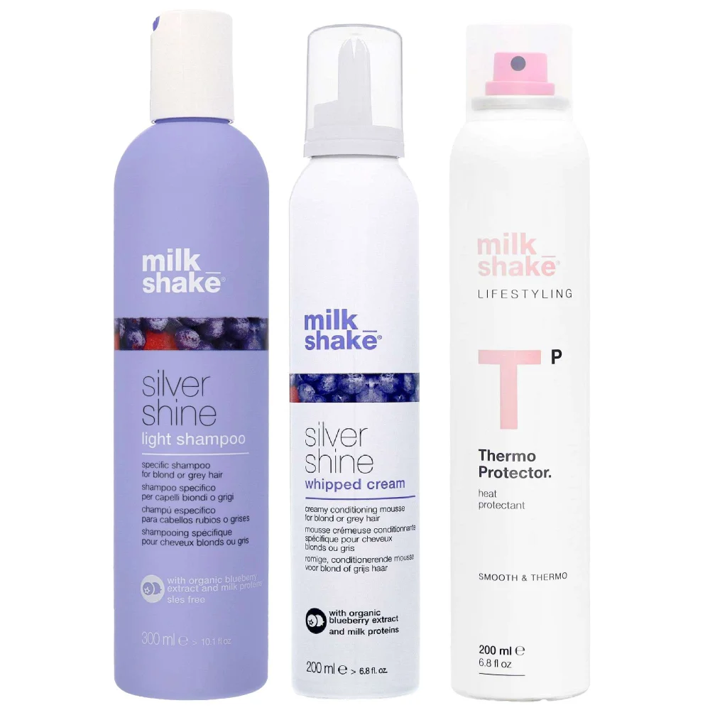 milk_shake Trio: Light Shampoo 300ml, Whipped Cream 200ml & Thermo Protector Spray 200ml Image 1