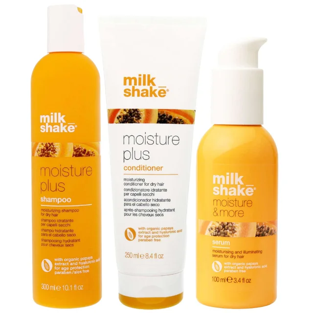 milk_shake Trio: Moisture Plus Shampoo 300ml, Conditioner 250ml & Moisture & More Serum 100ml
