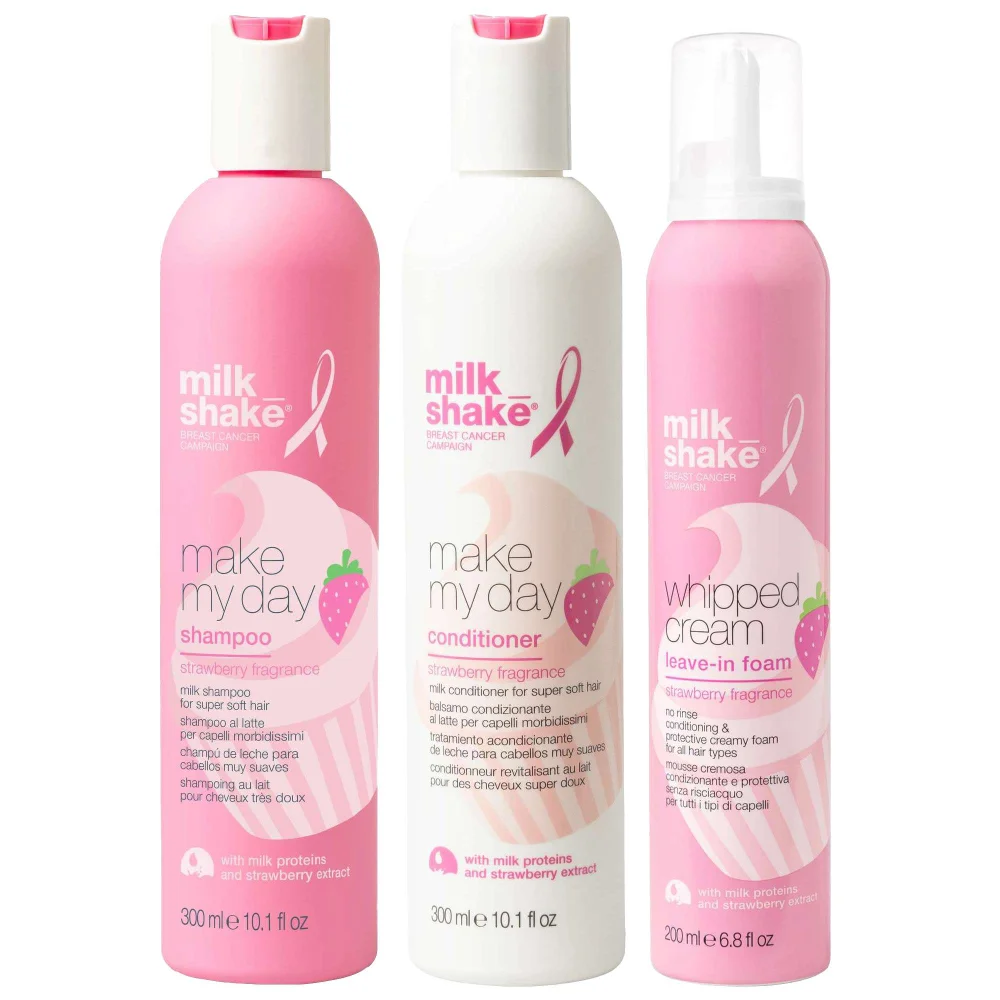 milk_shake Trio: Go Pink Shampoo 300ml, Conditioner 300ml & Conditioning Whipped Cream 200ml Image 1