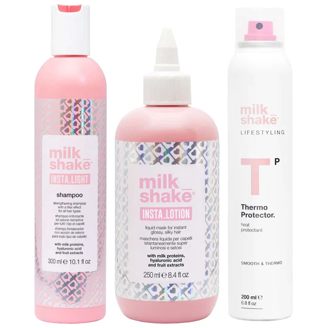 milk_shake Trio: INSTA.LIGHT Shampoo 300ml, Liquid Mask 250ml & Thermo Protector 200ml