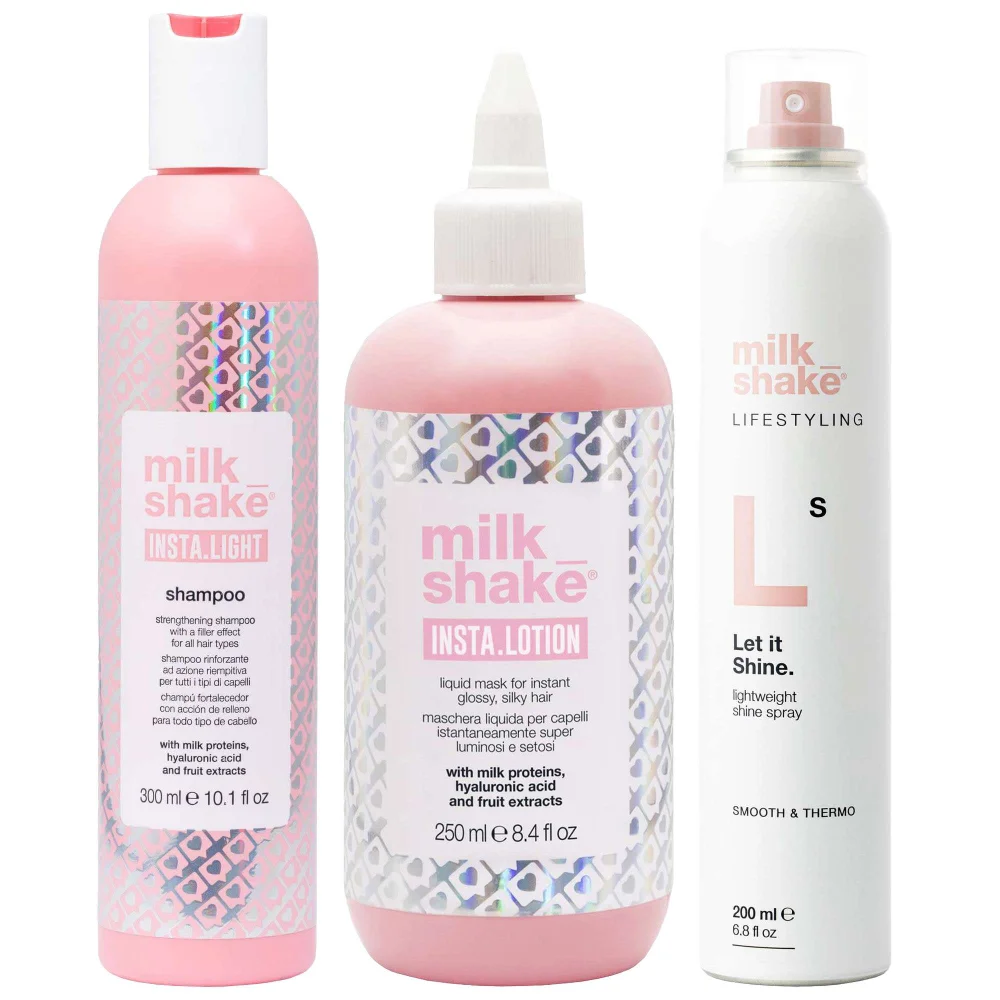 milk_shake Trio: INSTA.LIGHT Shampoo 300ml, Let It Shine 200ml & Liquid Mask 250ml Image 1