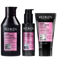 Redken Trio: Acidic Color Gloss Shampoo 300ml, Naked Gloss 100ml and Gloss-in-Mask Mini 50ml