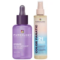 Pureology Duo: Hydrate Glow Catcher Hydrating Hair Oil 50ml and Color Fanatic Spray 200ml - undefined undefined