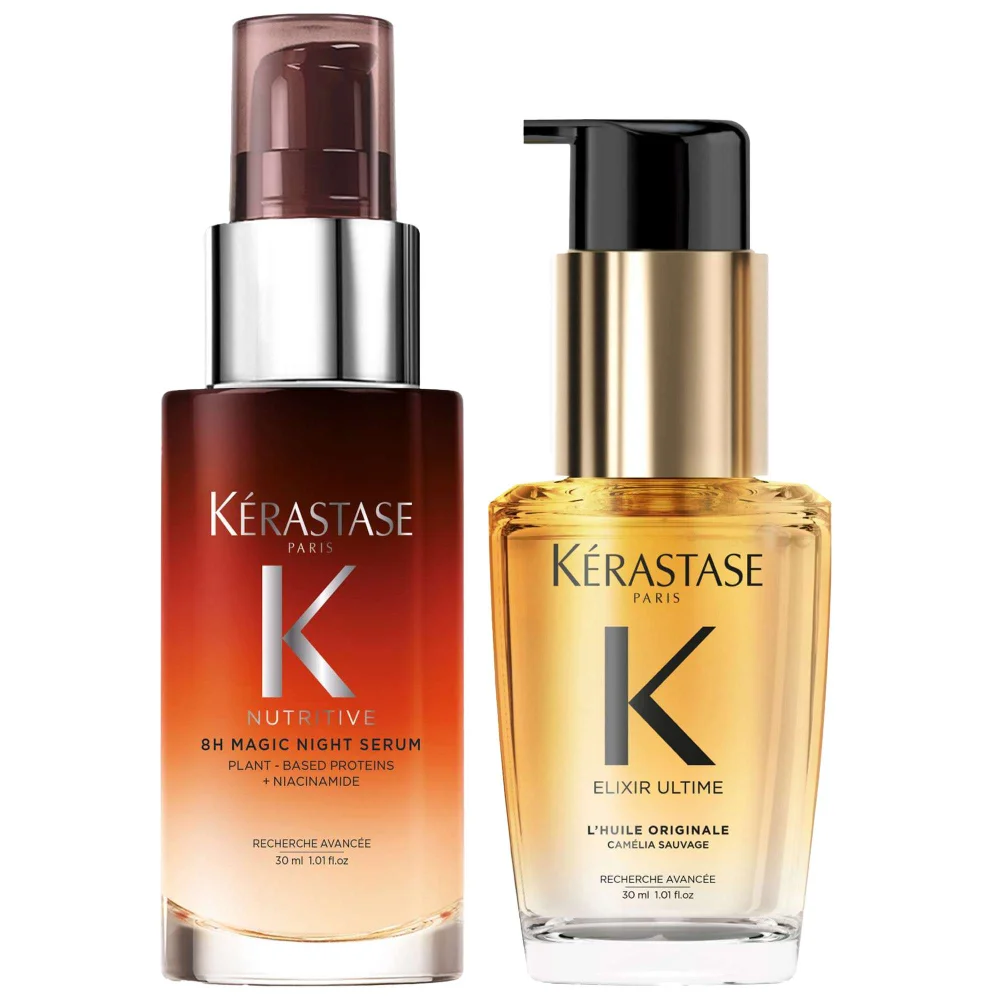 Kérastase Duo: Nutritive 8H Magic Night Serum With Niacinamide 30ml & Elixir Ultime L'Huile Originale: Iconic Hair Oil 30ml Image 1