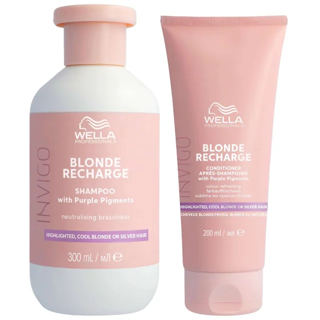 Wella Duo: Invigo Blonde Recharge Colour Refreshing Shampoo and Conditioner Bundle for Cool Blonde