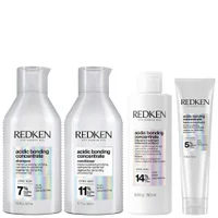 Redken Acidic Bonding Concentrate Pre-Treatment 190ml, Shampoo and Conditioner 300ml, and Leave-in Treatment 150ml Bundle
