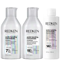 Redken Trio: Acidic Bonding Concentrate Pre-Treatment 190ml, Shampoo and Conditioner 300ml for Damaged Hair Bundle - undefined undefined