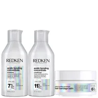 Redken Trio: Acidic Bonding Concentrate Hair Bandage Balm 75ml, Shampoo 300ml and Conditioner 300ml Bundle - undefined undefined