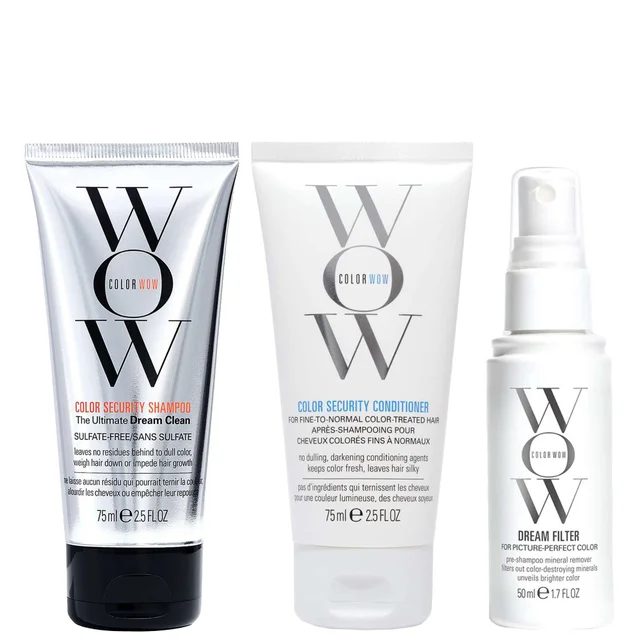 Color Wow Bundles Trio: Color Security Shampoo 75ml, Conditioner 75ml & Dream Filter For Picture-Perfect Colour 50ml