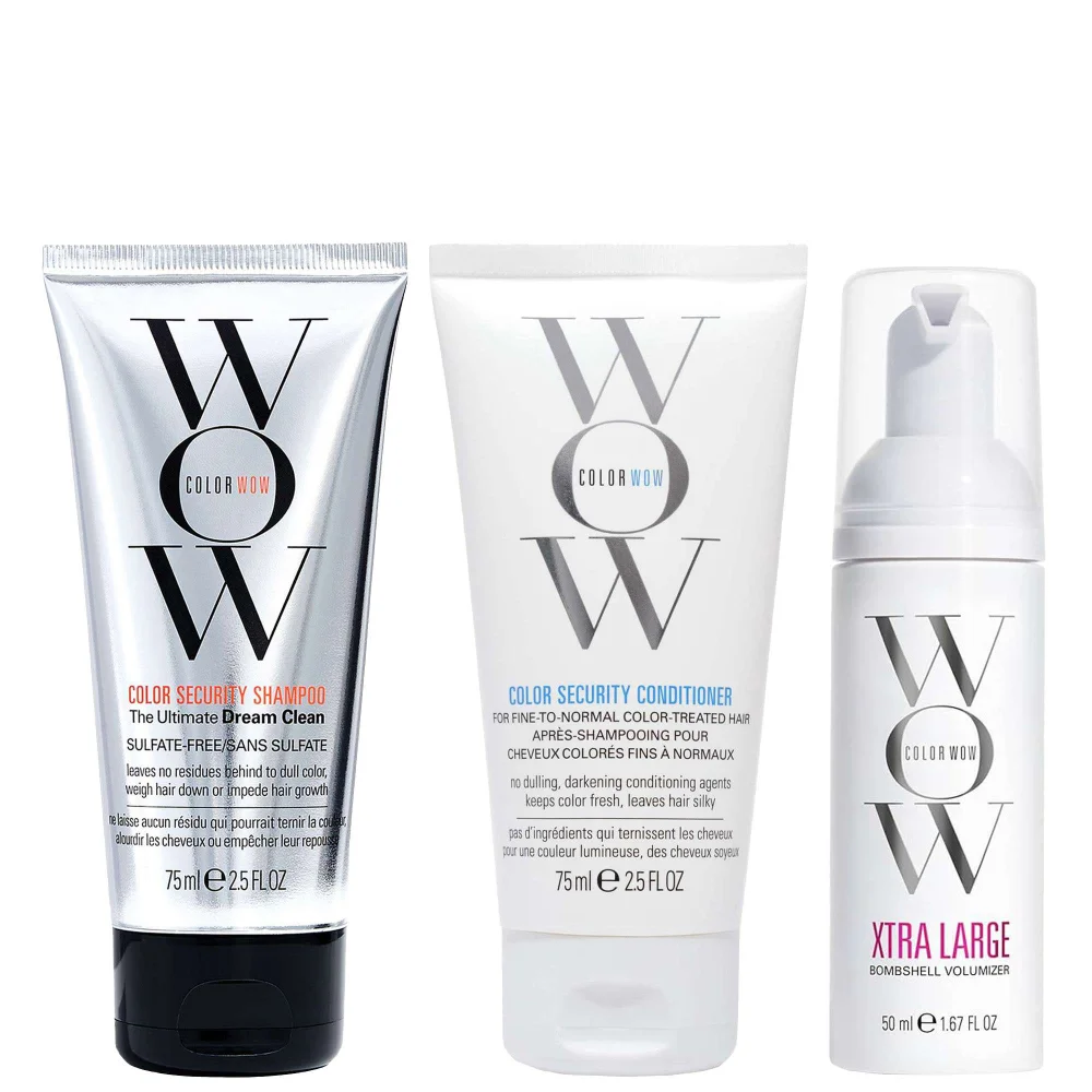 Color Wow Trio: Color Security Shampoo 75ml, Color Security Conditioner 75ml & Xtra Large Bombshell Volumizer 50ml Image 1