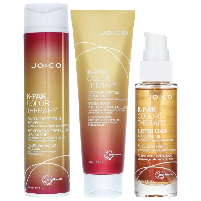 Joico Trio: K-Pak Color Therapy Shampoo 300ml, Conditioner 250ml & Glossing Oil 63ml
