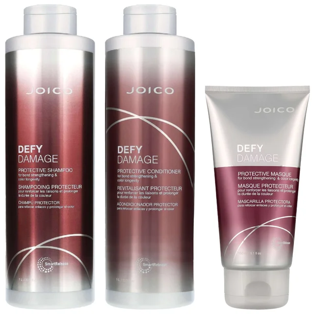 Joico Bundles Trio: Defy Damage Protective Conditioner 1000ml, Shampoo 1000ml & Masque 150ml