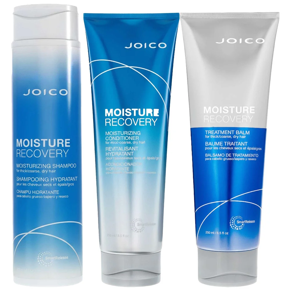 Joico Bundles Trio: Moisture Recovery Shampoo for Dry Hair 300ml, Conditioner for Dry Hair 250ml & Treatment Balm 250ml Image 1