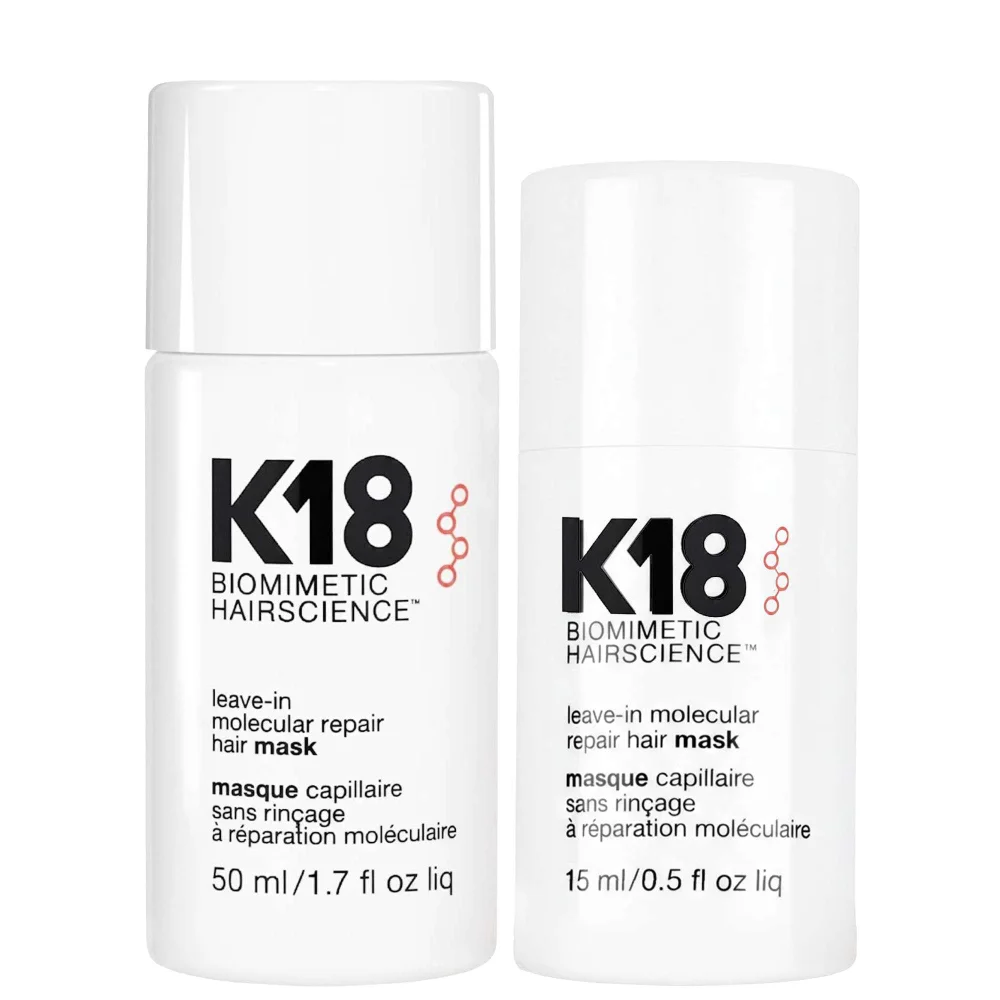 K18 Duo: Biomimetic Hairscience Leave-In Molecular Repair Hair Mask 50ml & Leave-in Molecular Repair Hair Mask 15ml Image 1