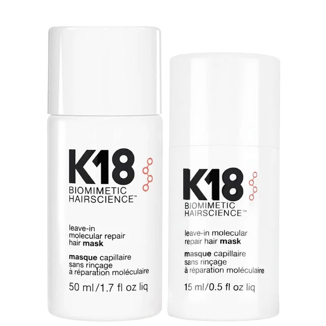 K18 Bundles Duo: Biomimetic Hairscience Leave-In Molecular Repair Hair Mask 50ml & Leave-in Molecular Repair Hair Mask 15ml